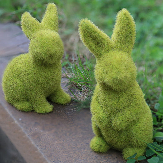 Flocking Artificial Plant Grass Animal Easter Rabbit Ornament