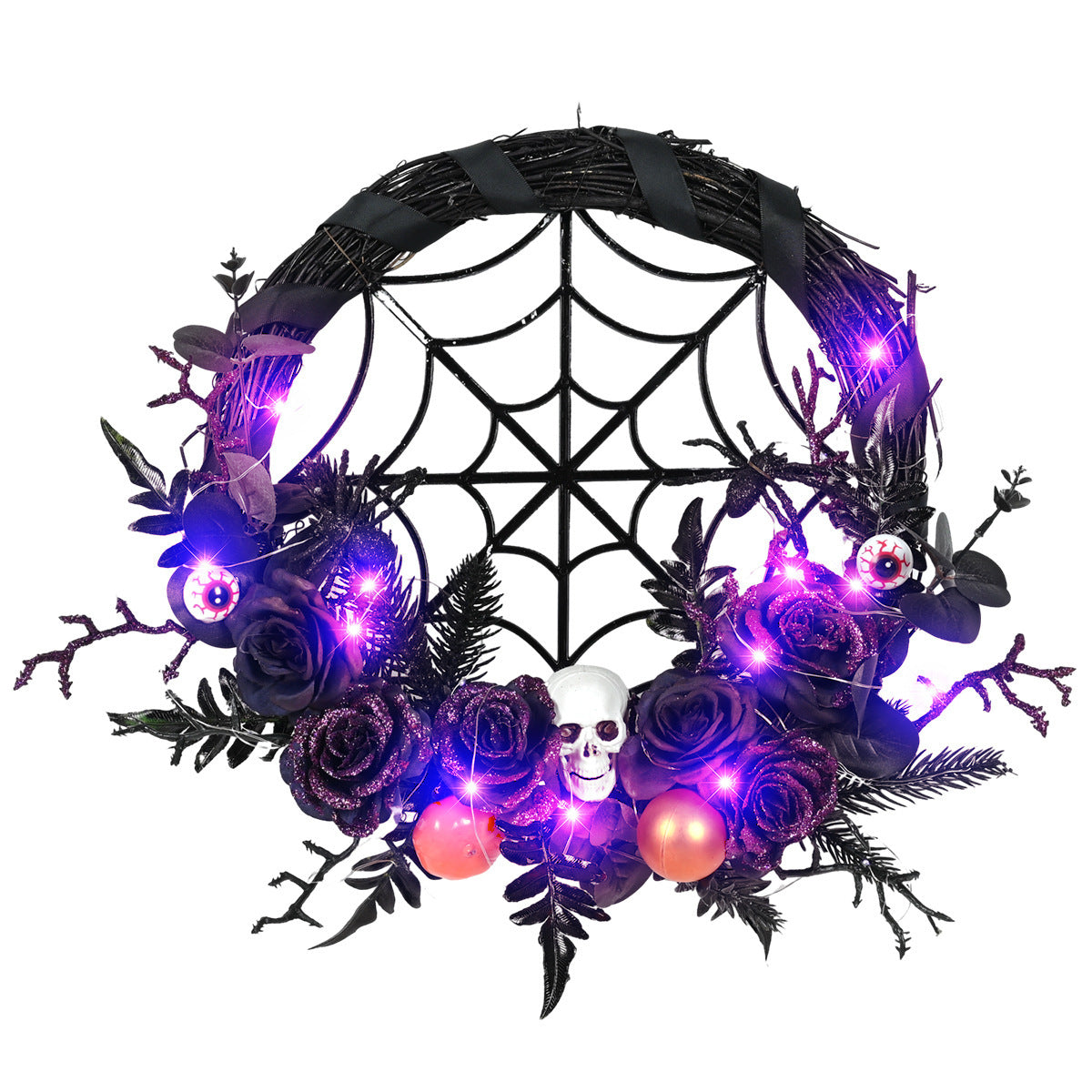 Halloween Decorations Spider Skull Vine Ring Artificial Flower Party Layout Props Pendant