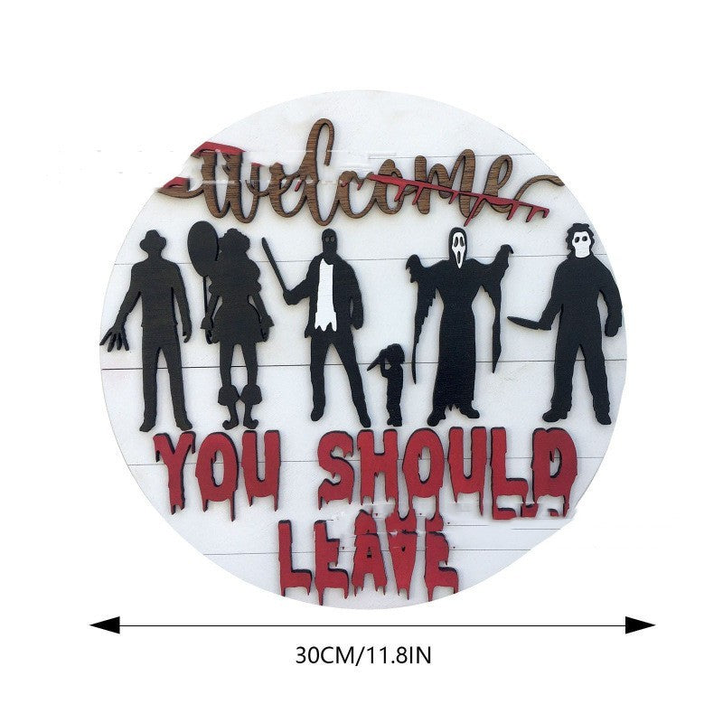 Halloween Decorative Doorplate Terrifying Welcome Sign