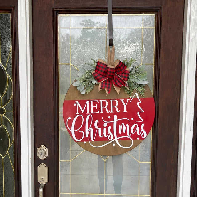 Cross-border Christmas Wooden Board Garland Doorplate Decorations