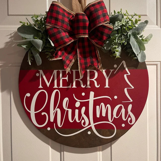 Cross-border Christmas Wooden Board Garland Doorplate Decorations