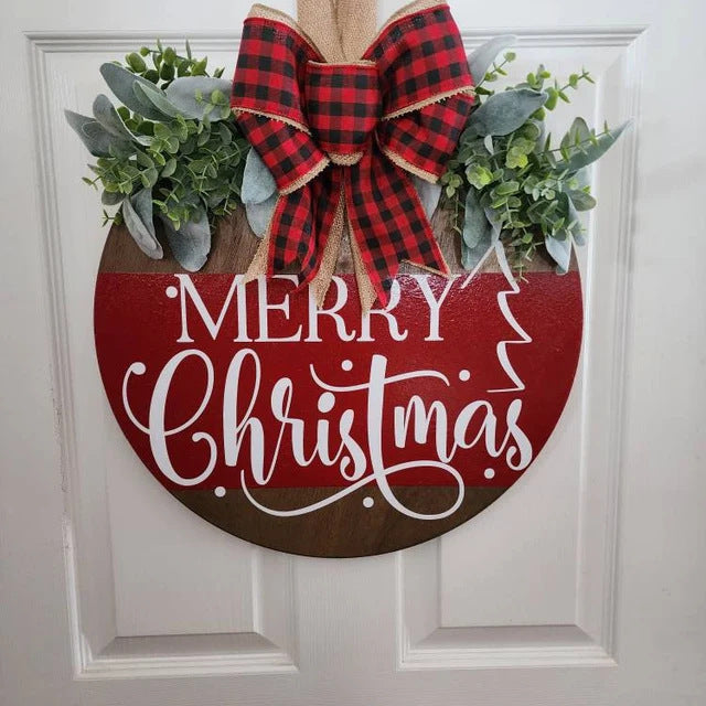 Cross-border Christmas Wooden Board Garland Doorplate Decorations