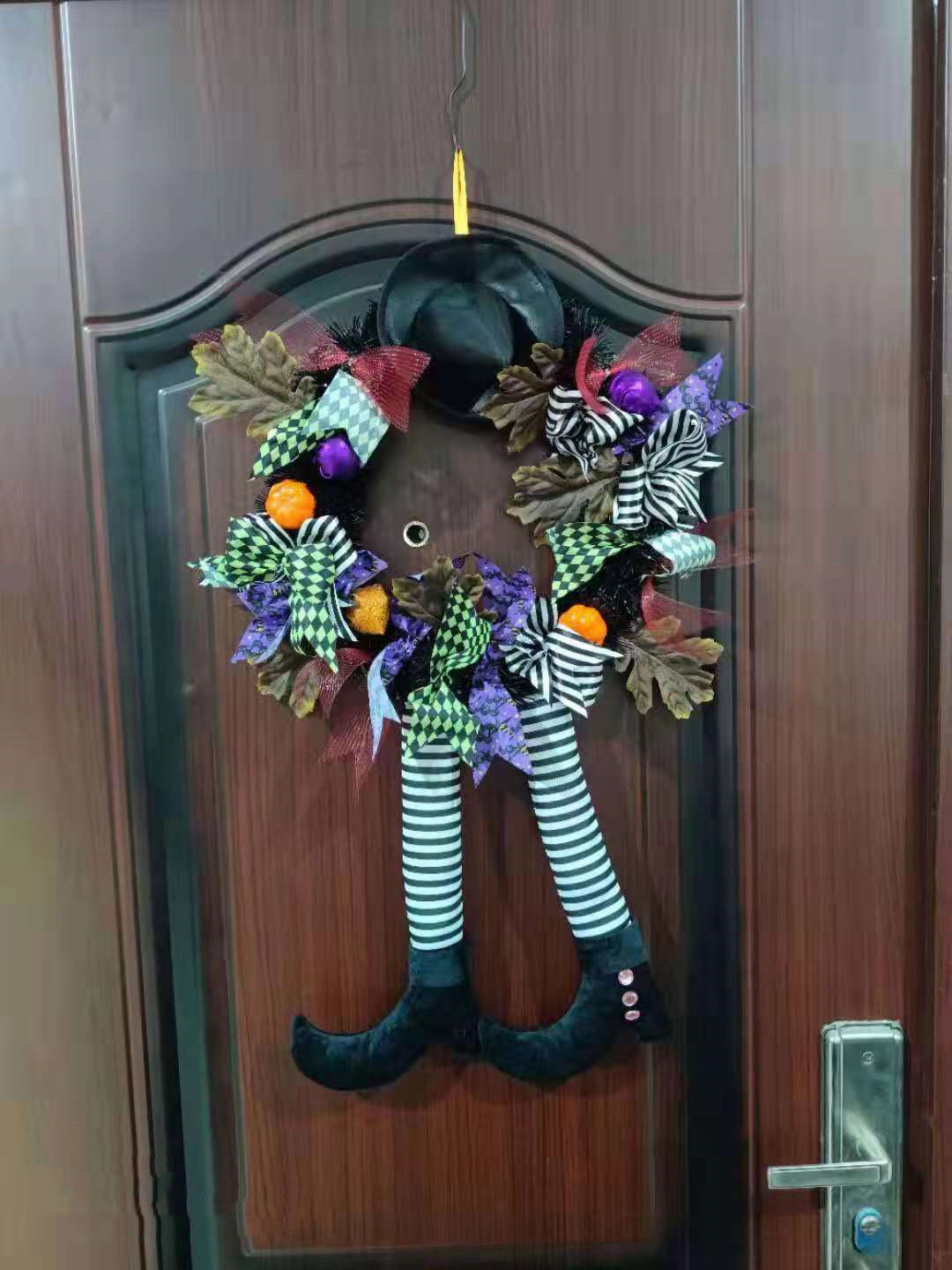 Halloween Door Hanging Wreath Supplies Decoration Halloween Witch Hat Leg Pumpkin Door Wreath Halloween For Home Party Supplies